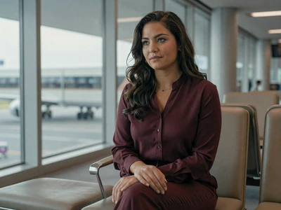Female doctor relaxing in an airport lounge between trips