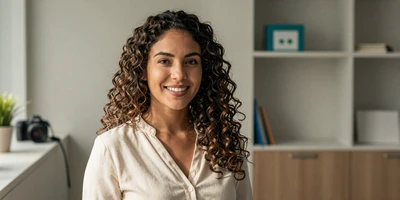 Female dermatologist smiling in a modern medical office