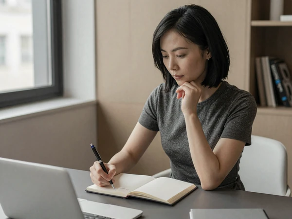 Female oncologist in a hospital office with a compassionate expression