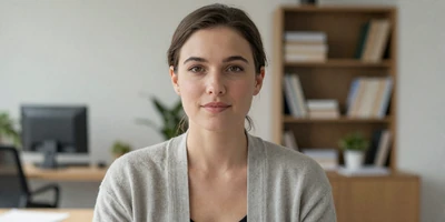 Female oncologist in a warm office with natural light