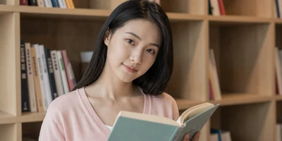Female pediatrician holding books in a cozy reading nook