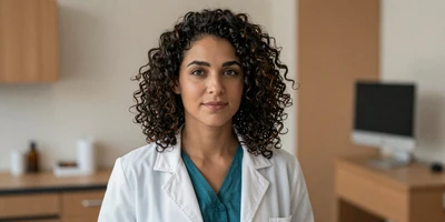 Female ophthalmologist in a modern exam room