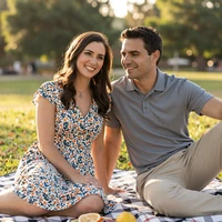 Marcus and Sarah enjoying a park picnic together
